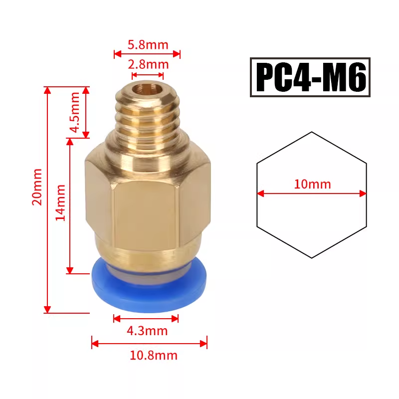 10pcs/lot PC4-M10 Pneumatic Co - огляд і ціна Bowden Tube