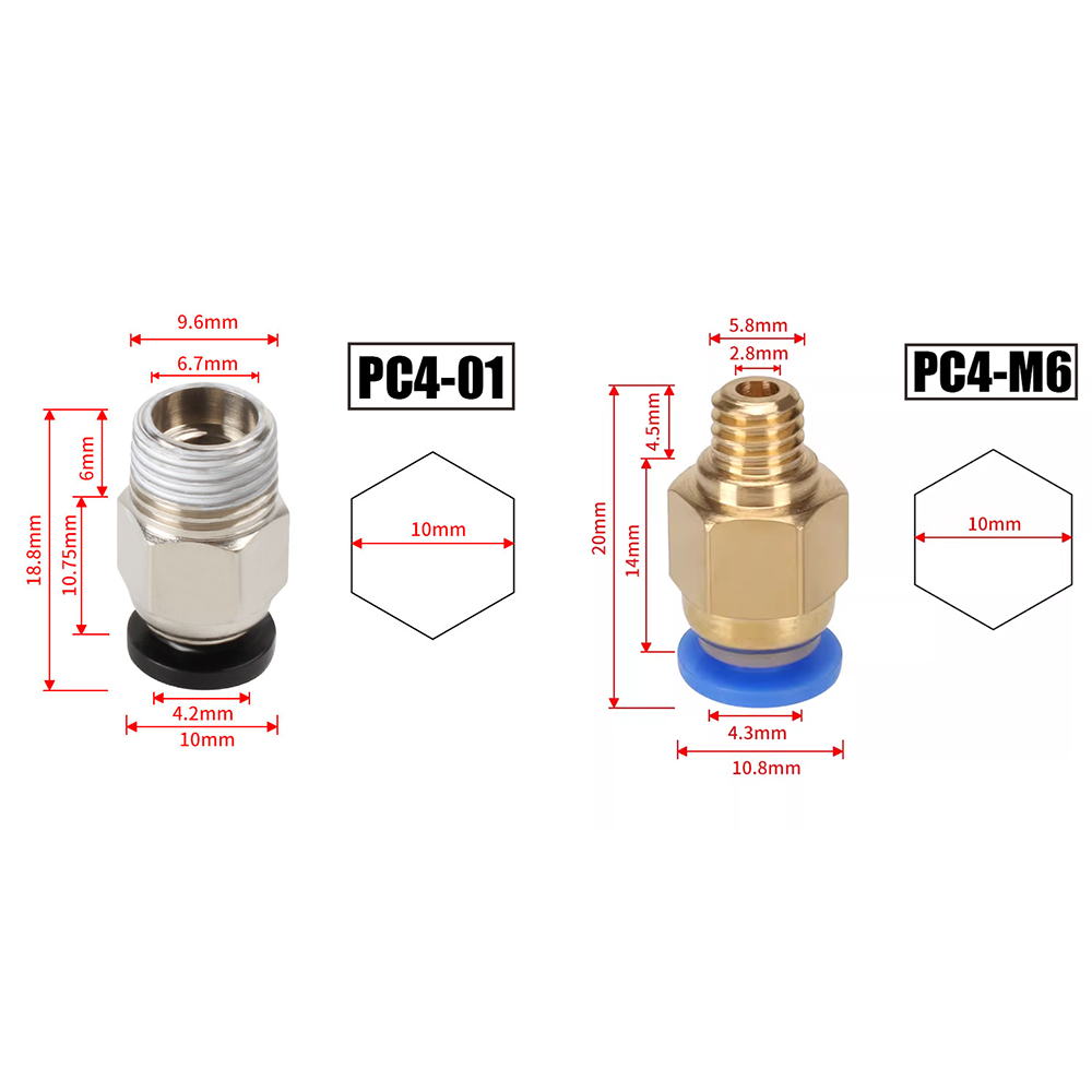 10Pcs/Lot PC4-M6 PC4-01 Quick  - огляд і ціна Bowden Tube